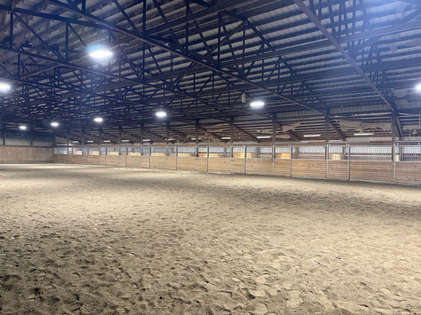 Indoor arena under full lighting