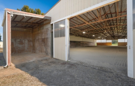 Arena Entrance Covered arena entrance with sand footing